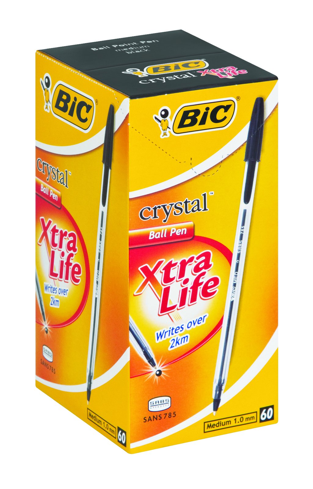 43-1851-01.jpg Bic Crystal Xtra Life Medium Clear Barrel Black - Image 1
