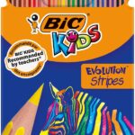 Bic Evolution Stripes Colouring Pencils Wallet of 12 Assorted