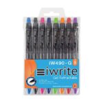 iWrite Ballpoint Pens Iwrite Colourful Gel Retractable Pens Assorted (Wallet of 8)