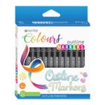 iWrite Outline Markers Silver metalic ink outlined with a colour border - Wallet of 12 Assorted