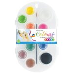 iWrite Watercolour Paint Tray 12 Paint Colours With Brush Assorted