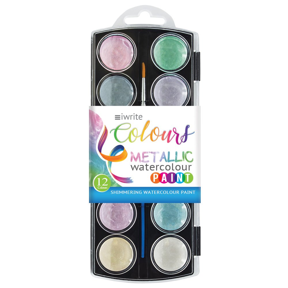 52-0042-00.jpg iWrite Metallic Watercolour Paint Tray - 12's Assorted - Image 1