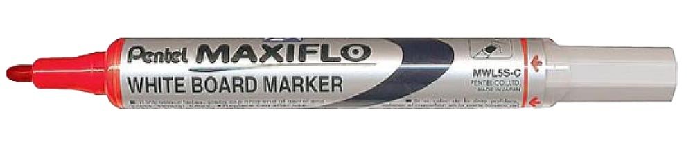 55-8005-03.jpg Pentel MWL5S Whiteboard Marker Pump-It 4.0mm Nib Bullet Tip Red - Image 1