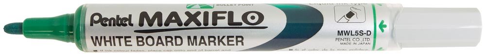 55-8005-04.jpg Pentel MWL5S Whiteboard Marker Pump-It 4.0mm Nib Bullet Tip Green - Image 1