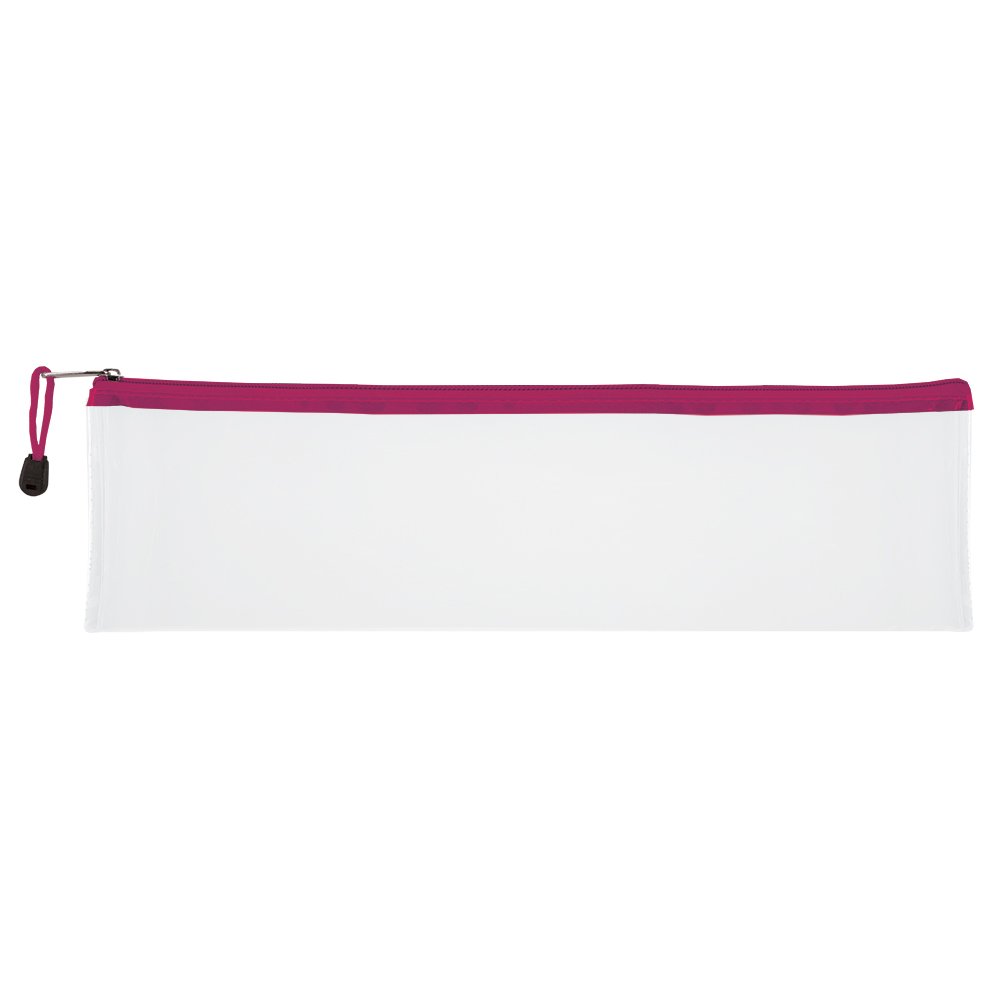 56-9101-08.jpg Treeline Pencil Bags Translucent 33cm Pencil Bag With Zip Pink - Image 1