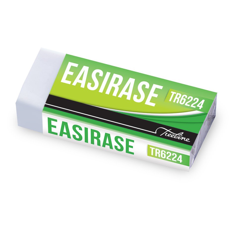 58-3420-00.jpg Treeline Erasers PVC Eraser 61 x 23 x 12.5mm Sleeved White (Box of 20) - Image 1