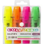 Collosso Highlighters Chisel Tip Wallet of 4 Assorted