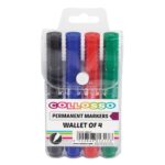 Collosso Permanent Markers Permanent Marker Bullet Point Assorted (Wallet of 4)