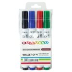 Collosso Whiteboard Markers Bullet Point Wallet of 4 Assorted