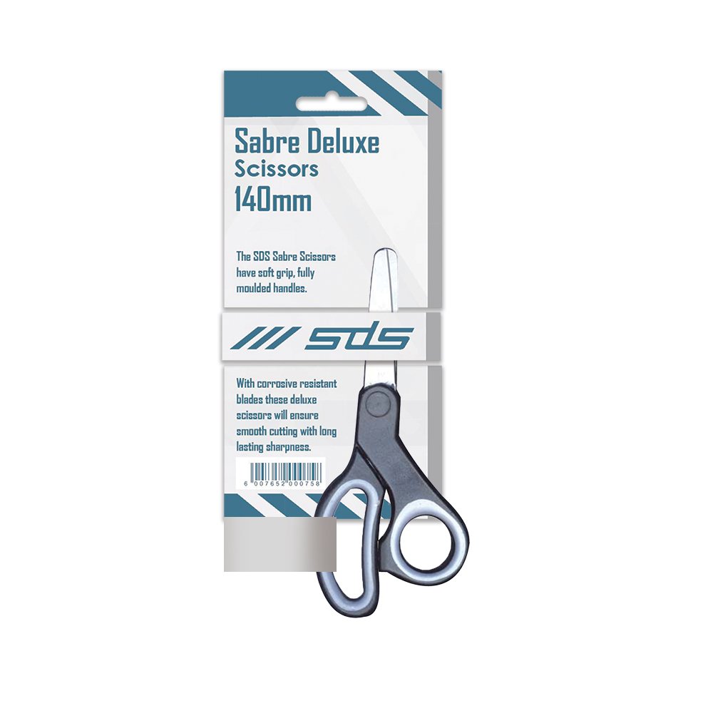 60-0359-00.jpg SDS Black Handle Scissors (Soft Grip) Sabre Deluxe Scissors 140mm - Image 1