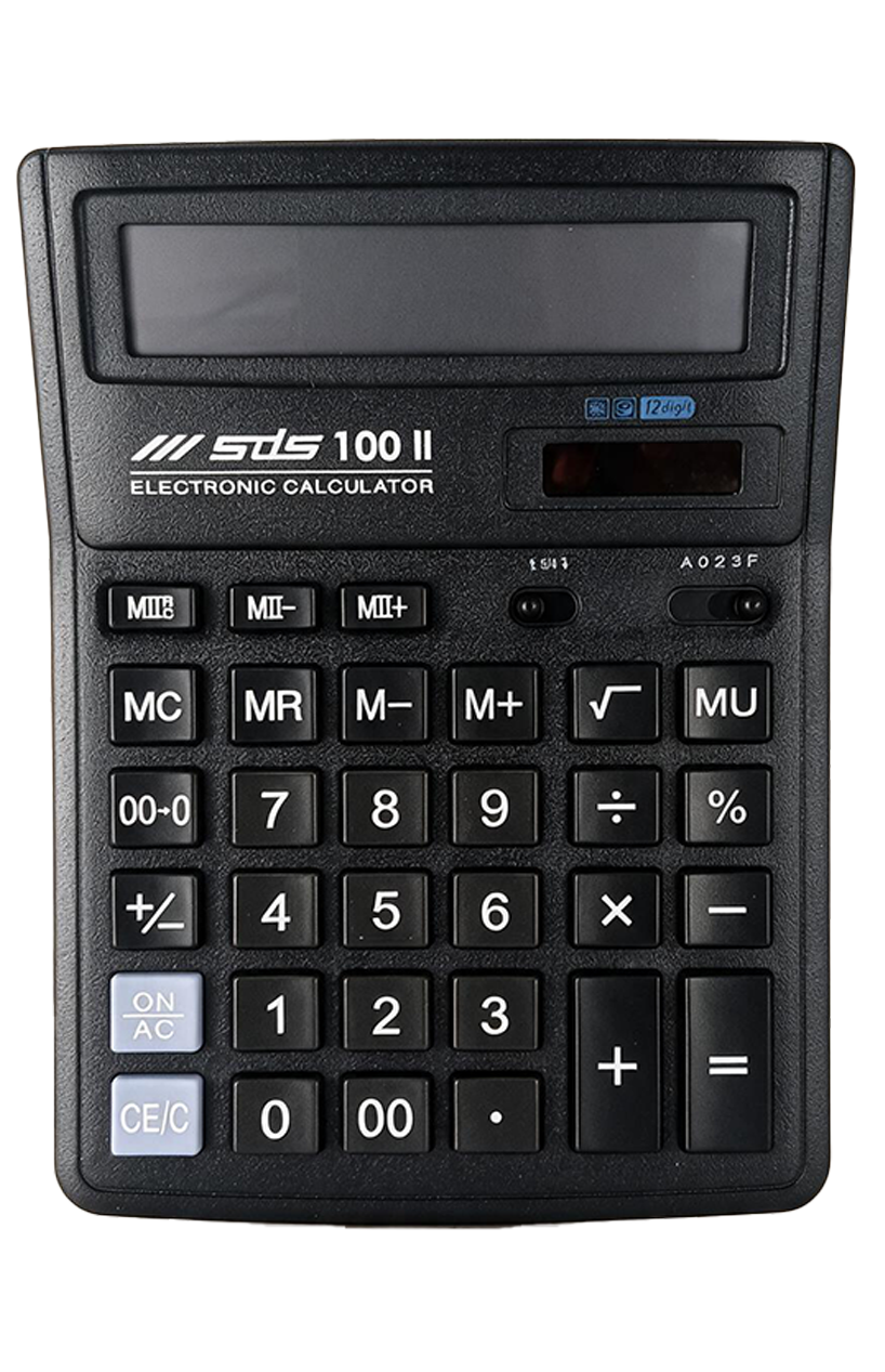 66-1536-00.png SDS Calculators SDS - Dual Power Mini Desktop 12 Digit - 133mm x 128mm x 28mm Black - Image 1