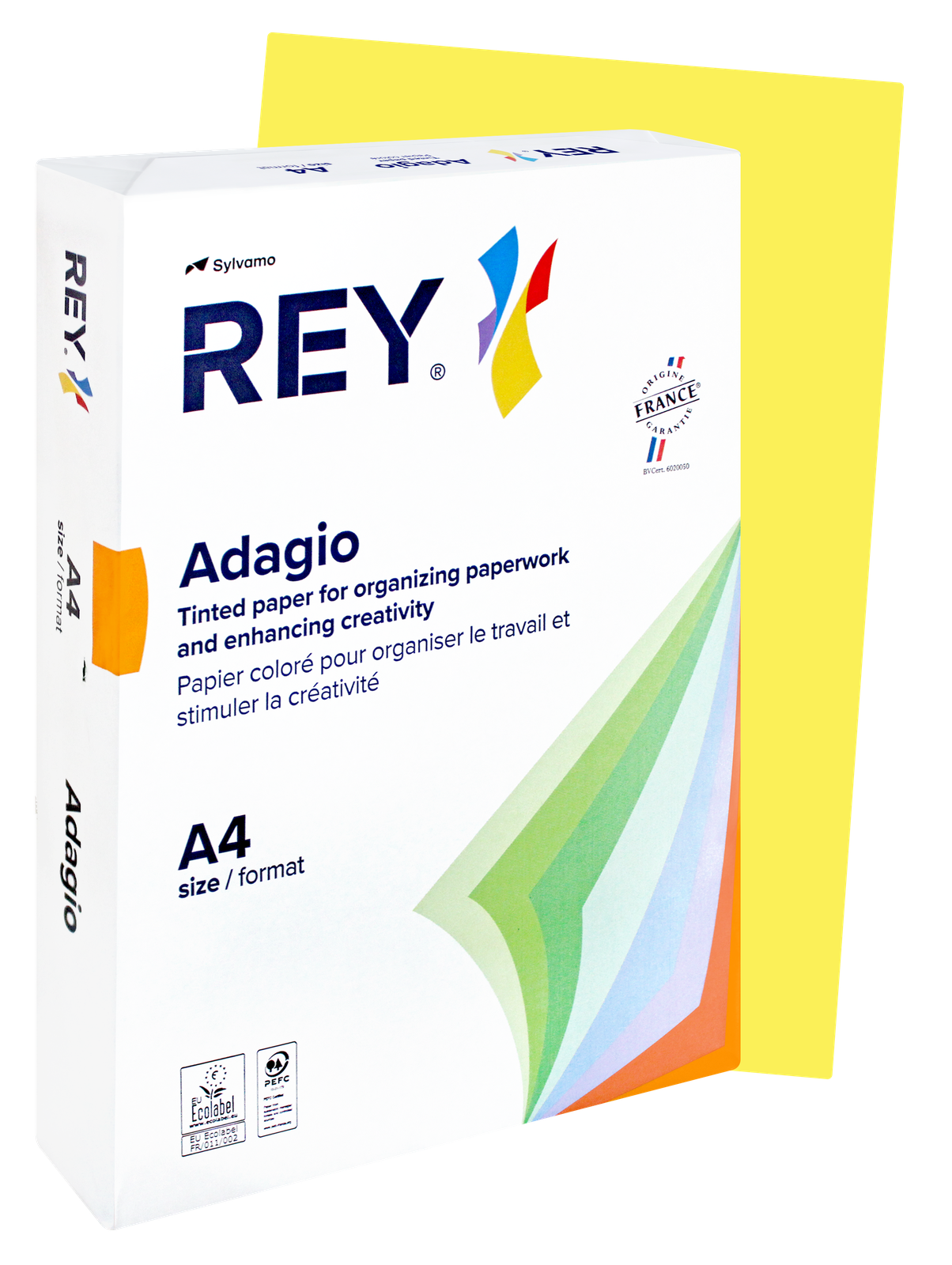 87-1460-07.png Treeline Premium Paper REY Adagio A4 Intense 80gsm Yellow 500's - Image 1