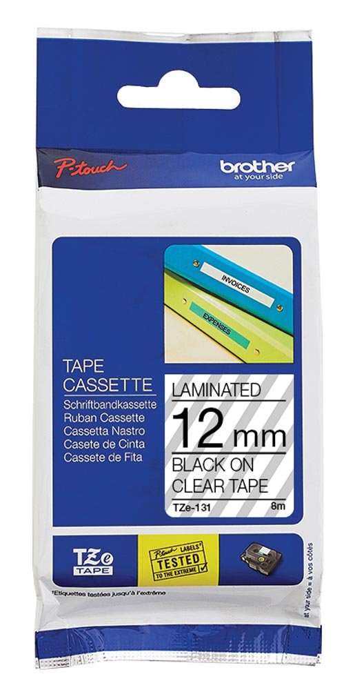 88-7004-00.jpg Brother Laminated Tape TZ131 Black on Clear 12mm - Image 1