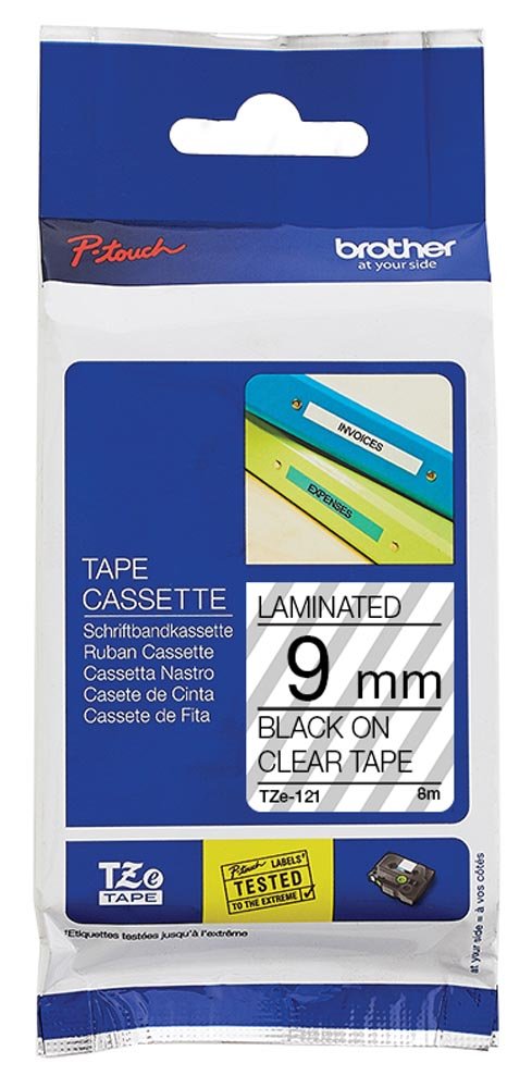 88-7005-00.jpg Brother Laminated Tape TZ121 Black on Clear 9mm - Image 1