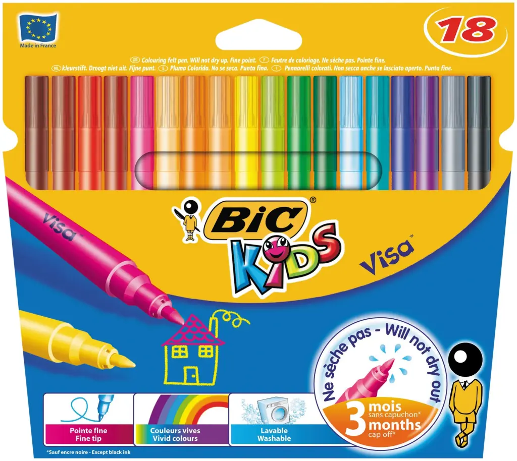 Bic Visa Felt Pens Assorted Wallet of 18 Assorted Bic Visa Felt Pens Assorted Wallet of 18 Assorted