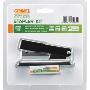 Genmes 5356 Mini Half Strip Stapler + Staples 26/6 1000's - Set