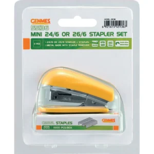 Genmes E5136 Mini Stapler + Staples 26/6 1000's - Set