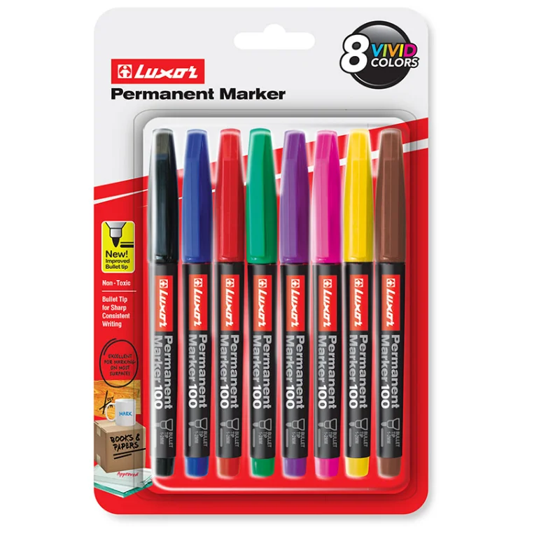 Luxor 100 Permanent Marker Bullet Fine Asstd 8 Colour - Set Luxor 100 Permanent Marker Bullet Fine Asstd 8 Colour - Set