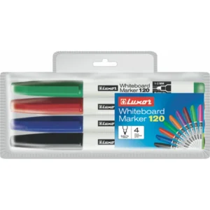 Luxor 120 Whiteboard Marker Bullet Fine Asstd Wallet 4 - Set