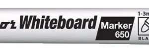 Luxor 650 Whiteboard Marker Bullet Medium Black (Pack of 12)