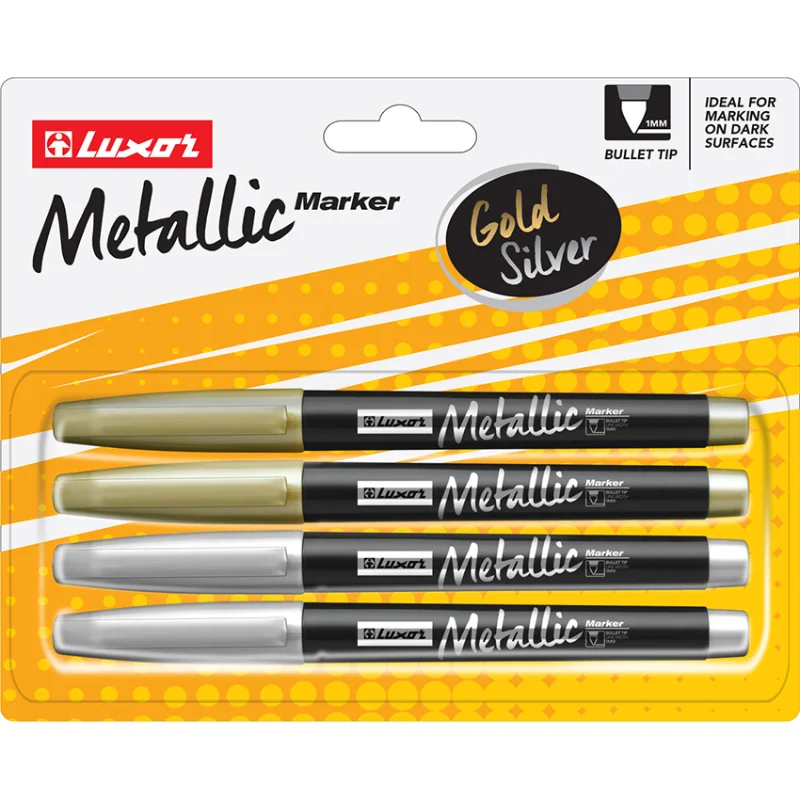 Luxor Paint Markers Metallic Gold/Silver Carded 4's - Set