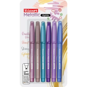 Luxor Slim Highlighter Metallic Asstd Card 6 - Set