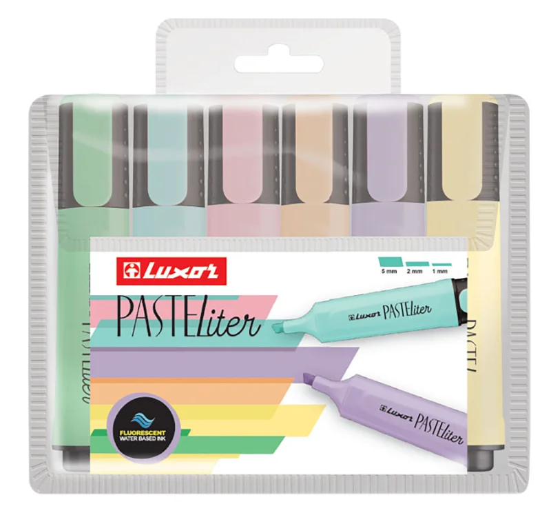 Luxor Text Marker Highlighter Pastel Wallet 6 - Set Luxor Text Marker Highlighter Pastel Wallet 6 - Set