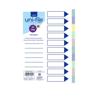 Marlin Board Divider 10 Tab Pastel Colours