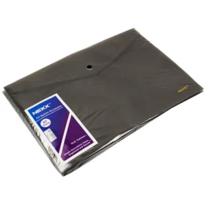 Nexx PP Button Envelope A4 Black (Pack of 5)