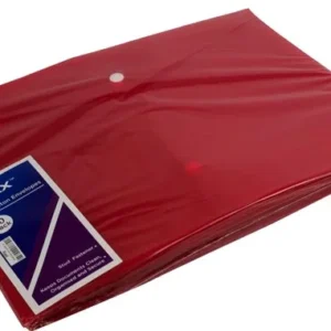 Nexx PP Button Envelope A4 Red (Pack of 5)