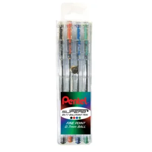 Pentel BK77 Fine Ballpoint Wallet of 4 Assorted