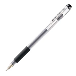 Pentel K118 Hybrid Gel Grip 0.8mm Roller Pen Crystal Body with Rubber Grip Black