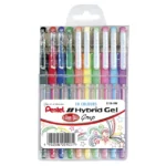 Pentel K118 Hybrid Gel Grip Wallet of 10 Assorted
