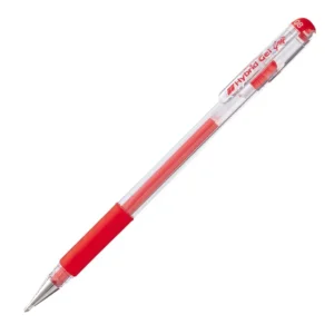 Pentel K118 Hybrid Gel Grip 0.8mm Roller Pen Crystal Body with Rubber Grip Red