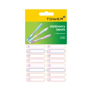 Tower Ultra Resistant Pen Labels Pink (52 Labels)